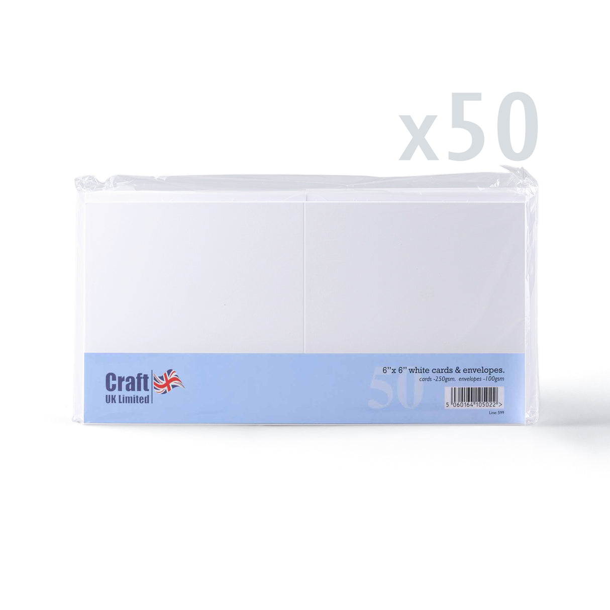 Glatte hvide kort 250 g/m² og kuverter 100 g/m² – pakke