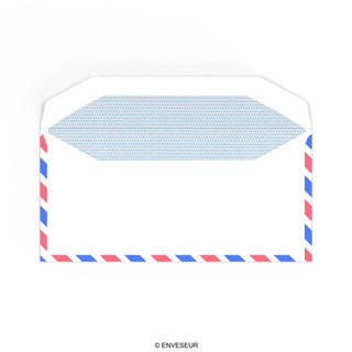 Hvid konvolut til luftpost med chevronkant 110x220 mm (DL)