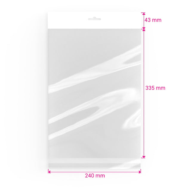 Cello Bags (With Header) Clear 335 x 240 mm