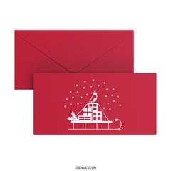 Christmas Envelope – Snow Sled Dark Red 110 x 220 mm (DL)