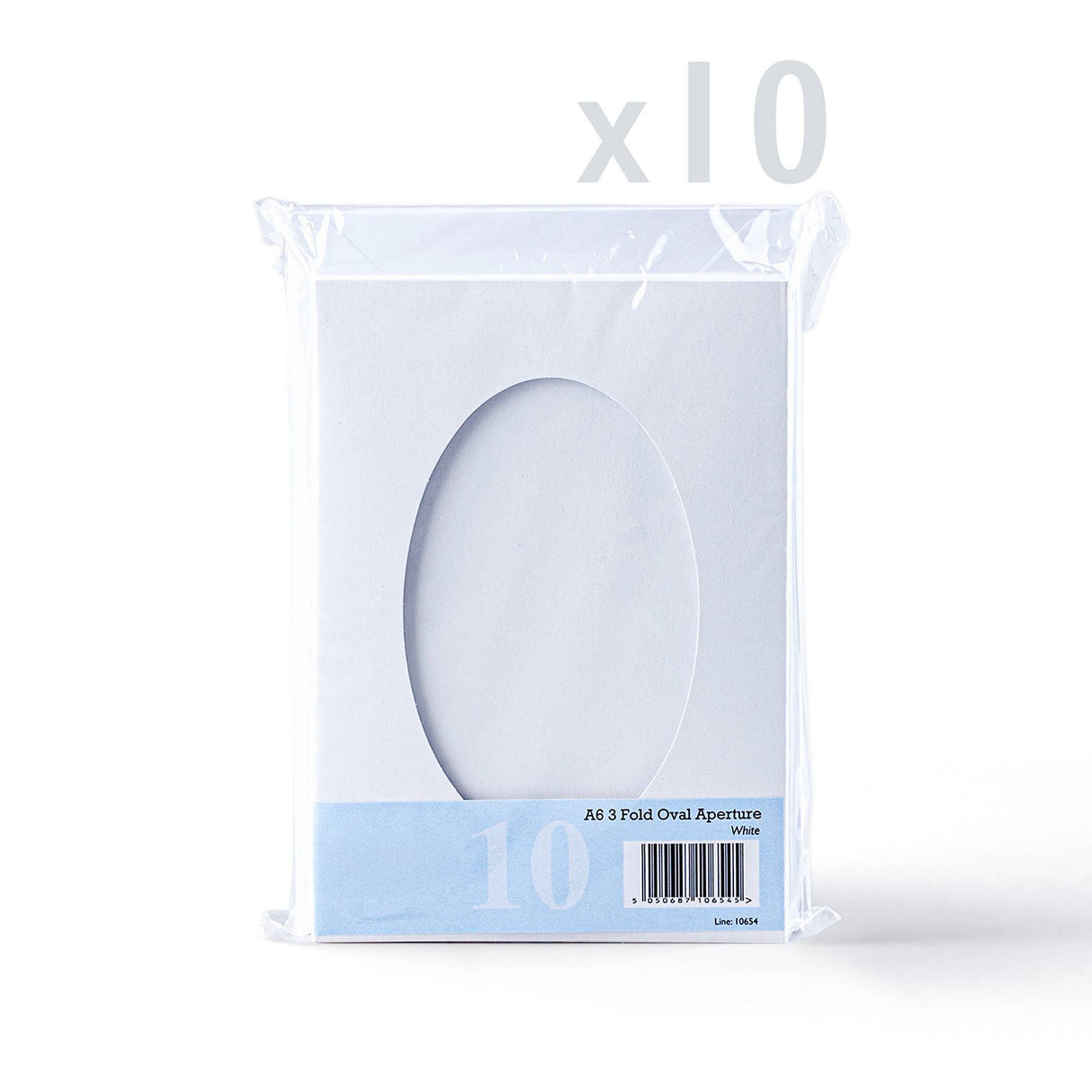 Hvide trefløjede kort med ovalt udskåret vindue – pakke