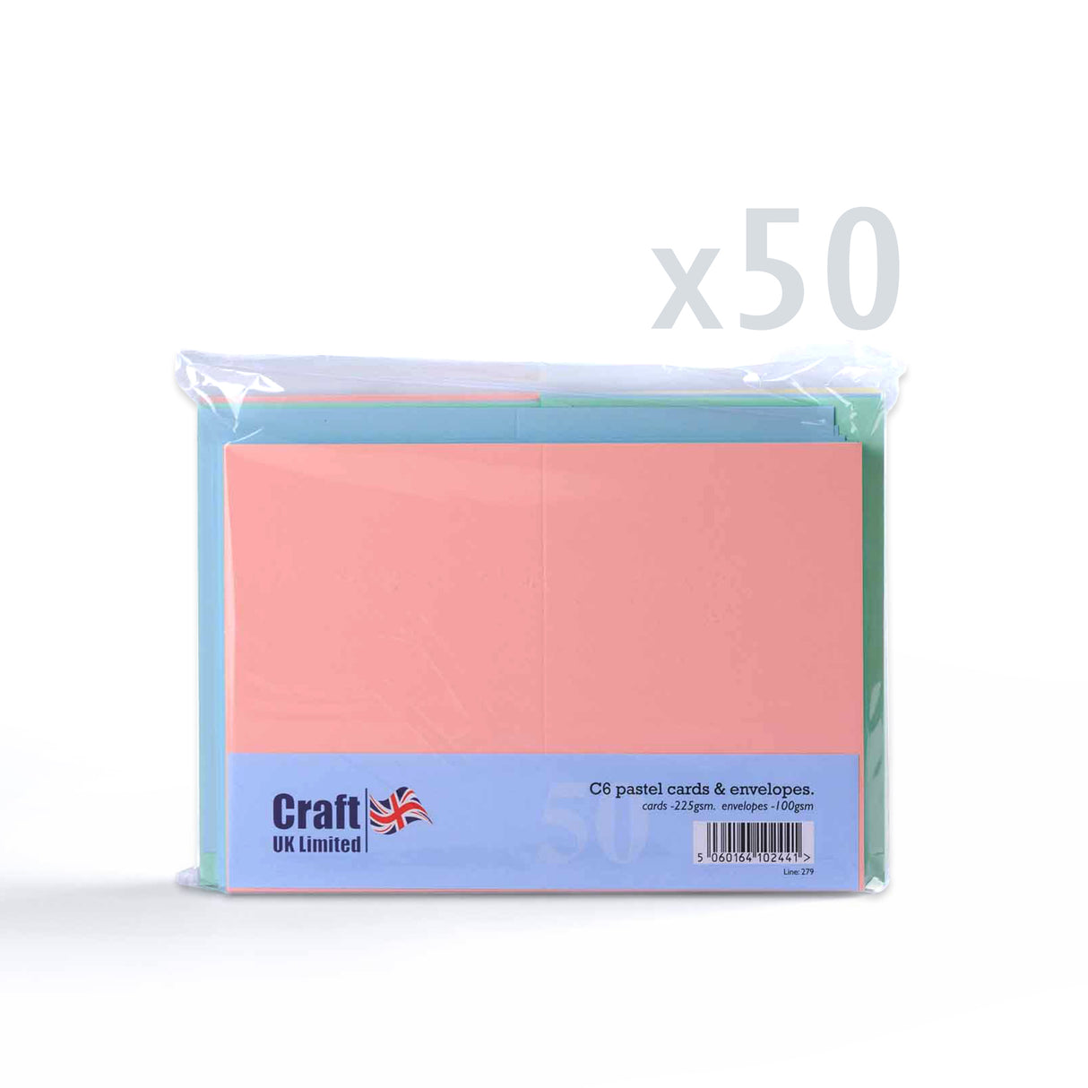 Assorterede pastelkort 225 g/m² & kuverter 100 g/m²