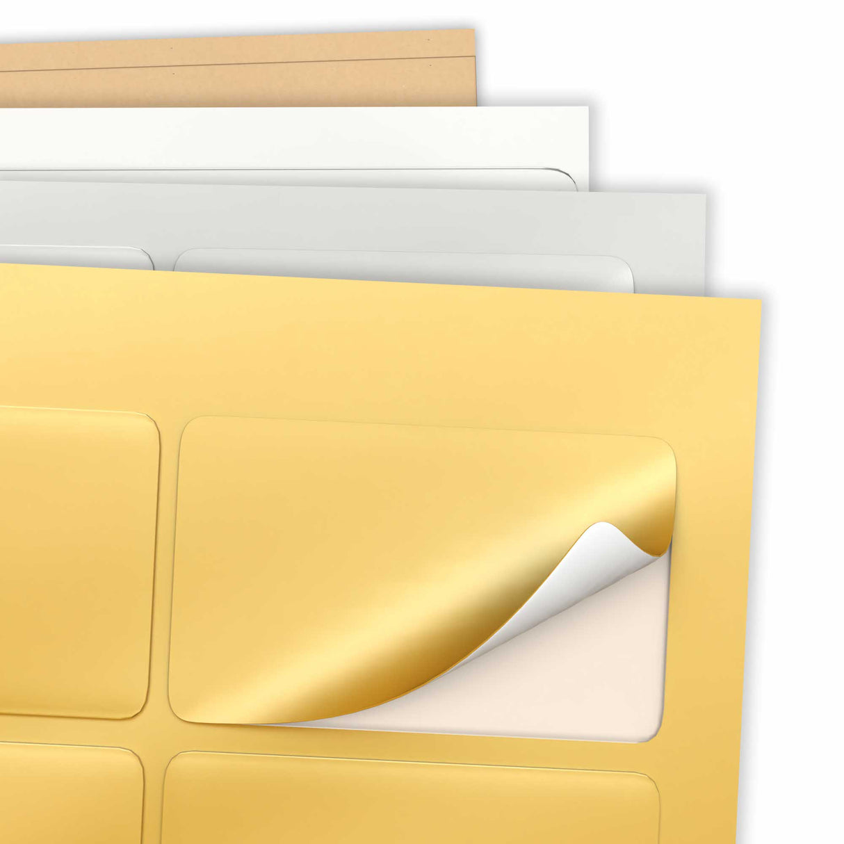 Rektangulære, klæbende mærkater