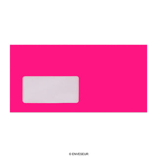 Neon-pink konvolut med vindue 110x220 mm (DL)
