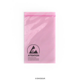 Pink antistatiske poser (ESD) med tryklukning