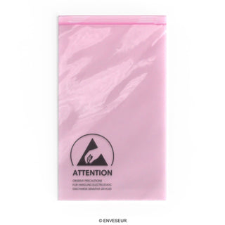 Pink antistatiske poser (ESD) med tryklukning