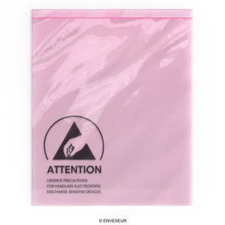 Pink antistatiske poser (ESD) med tryklukning